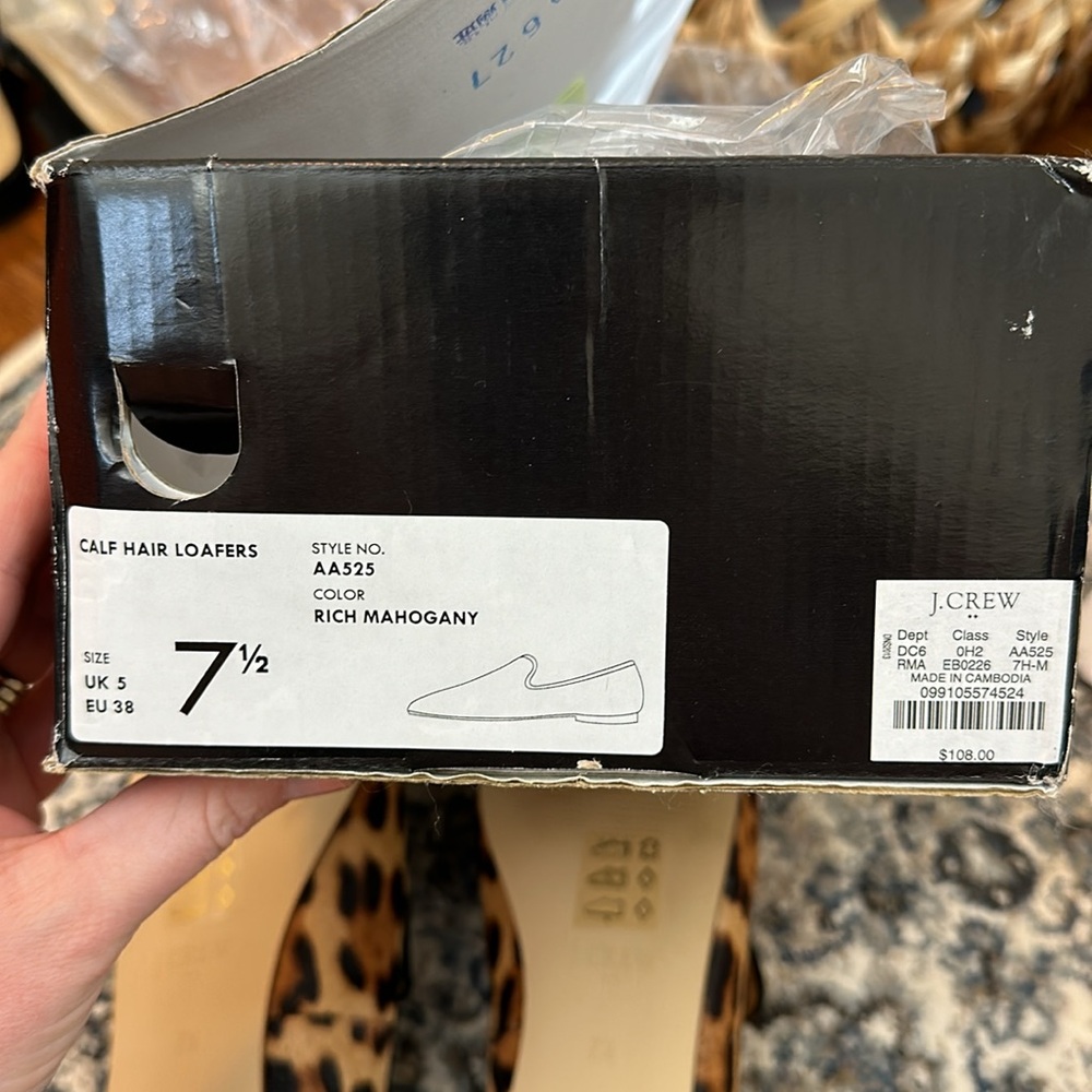 JCrew Factory Leopard calf hair smoking loafers, new in box! - Picture 4 of 4